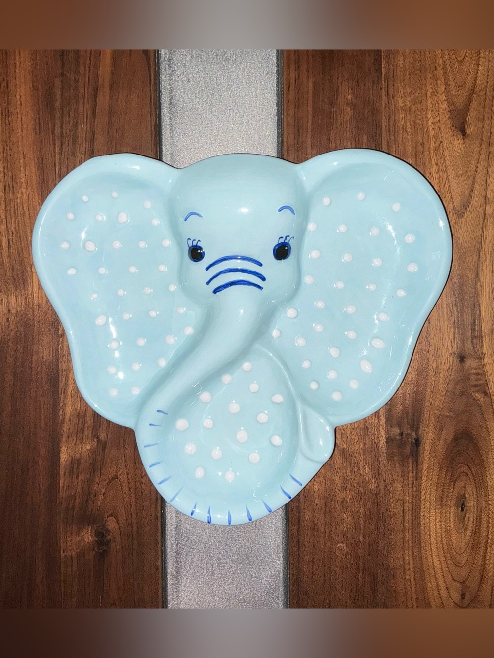 Vintage Blue Elephant Baby Plate